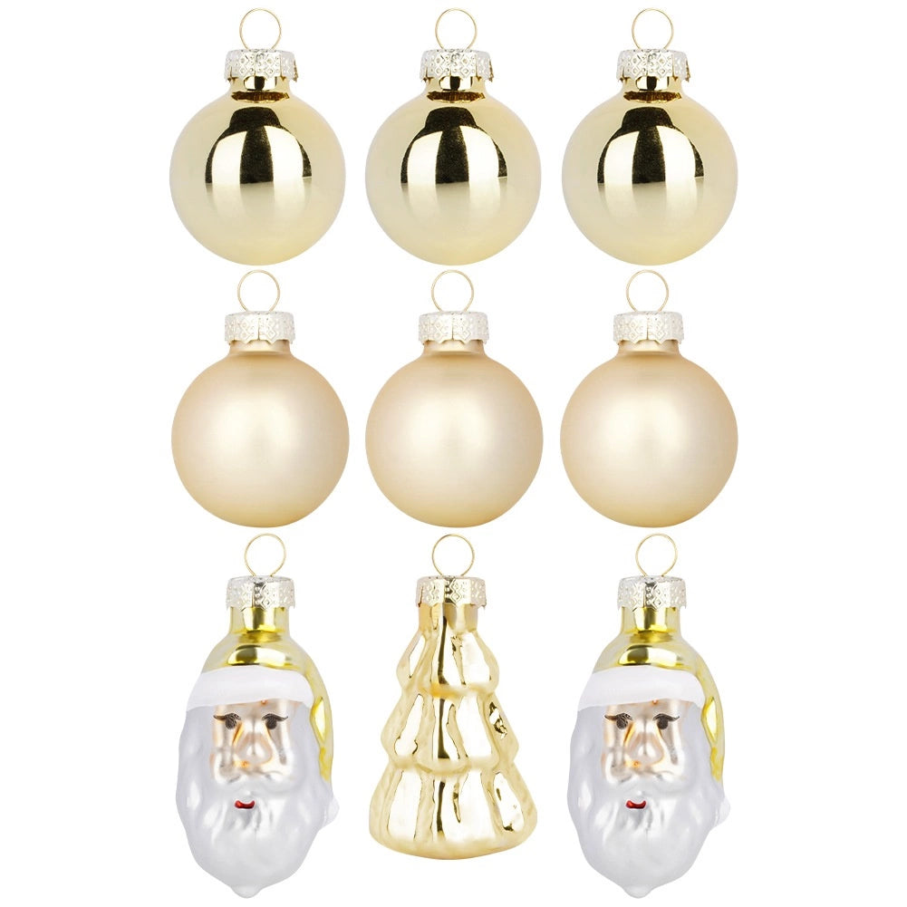 Christmas Tree Baubles, Gold, Shatterproof, 9-Piece Set