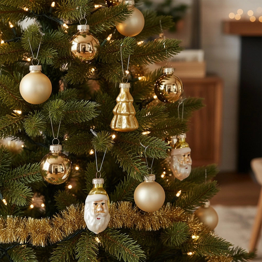 Christmas Tree Baubles, Gold, Shatterproof, 9-Piece Set