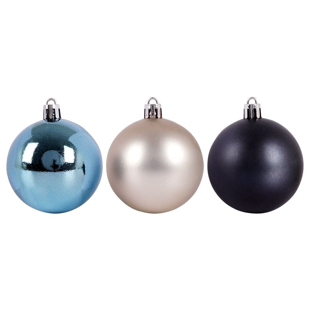 Christmas Tree Baubles Set - 12 Unbreakable Baubles in Blue and Silver
