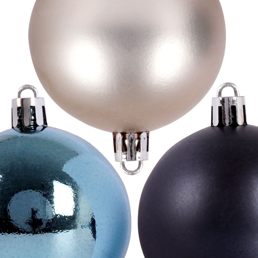 Christmas Tree Baubles Set - 12 Unbreakable Baubles in Blue and Silver