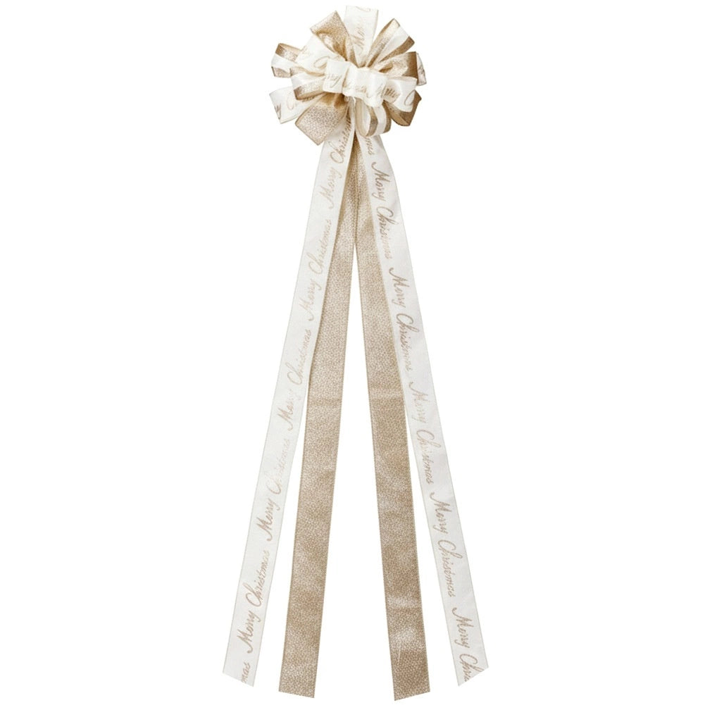 Christmas Tree Topper Bow, Cream Gold, 130x33 cm