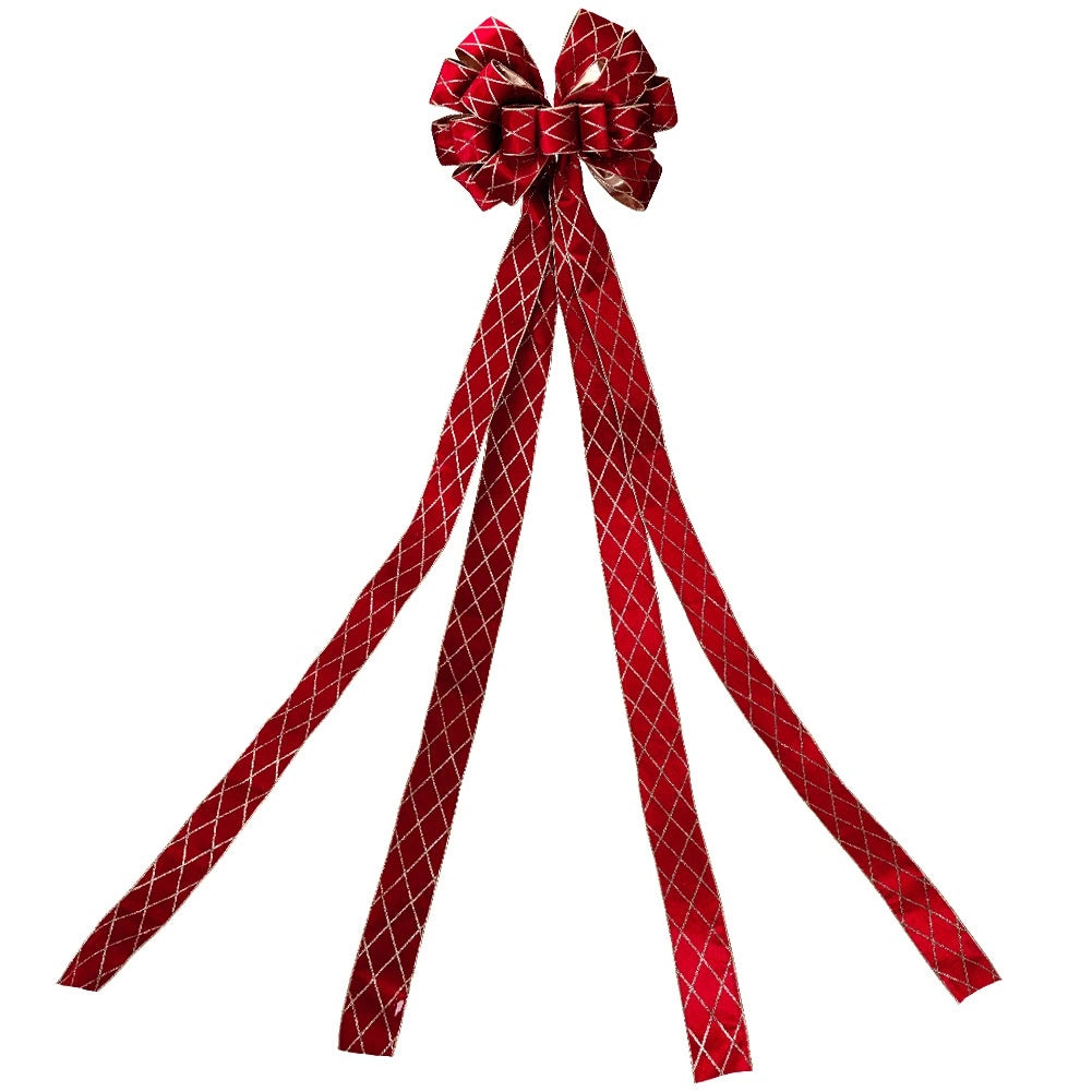 Christmas Tree Topper Bow, Red Glitter, 130x33 cm