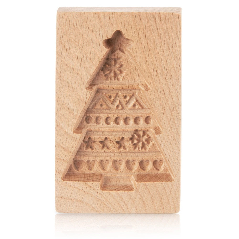 Christmas Tree Wooden Cookie Mold, 13x8 cm