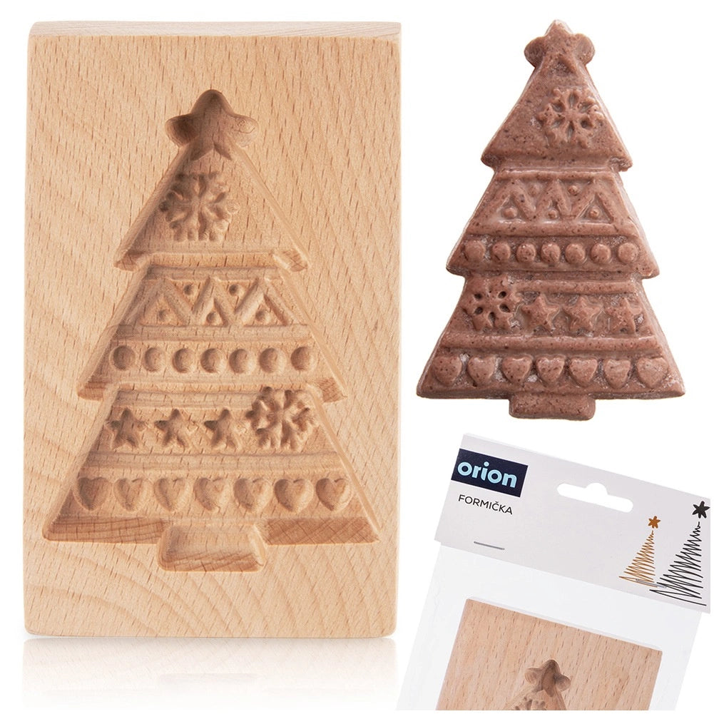Christmas Tree Wooden Cookie Mold, 13x8 cm