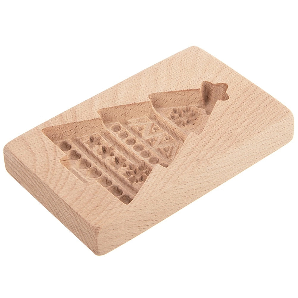 Christmas Tree Wooden Cookie Mold, 13x8 cm