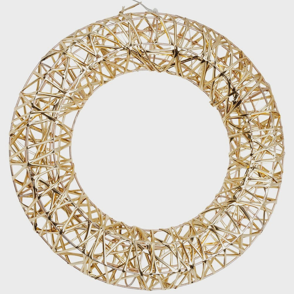 Christmas Wreath, 30 cm, Gold, 20 LED Lights, Battery Timer