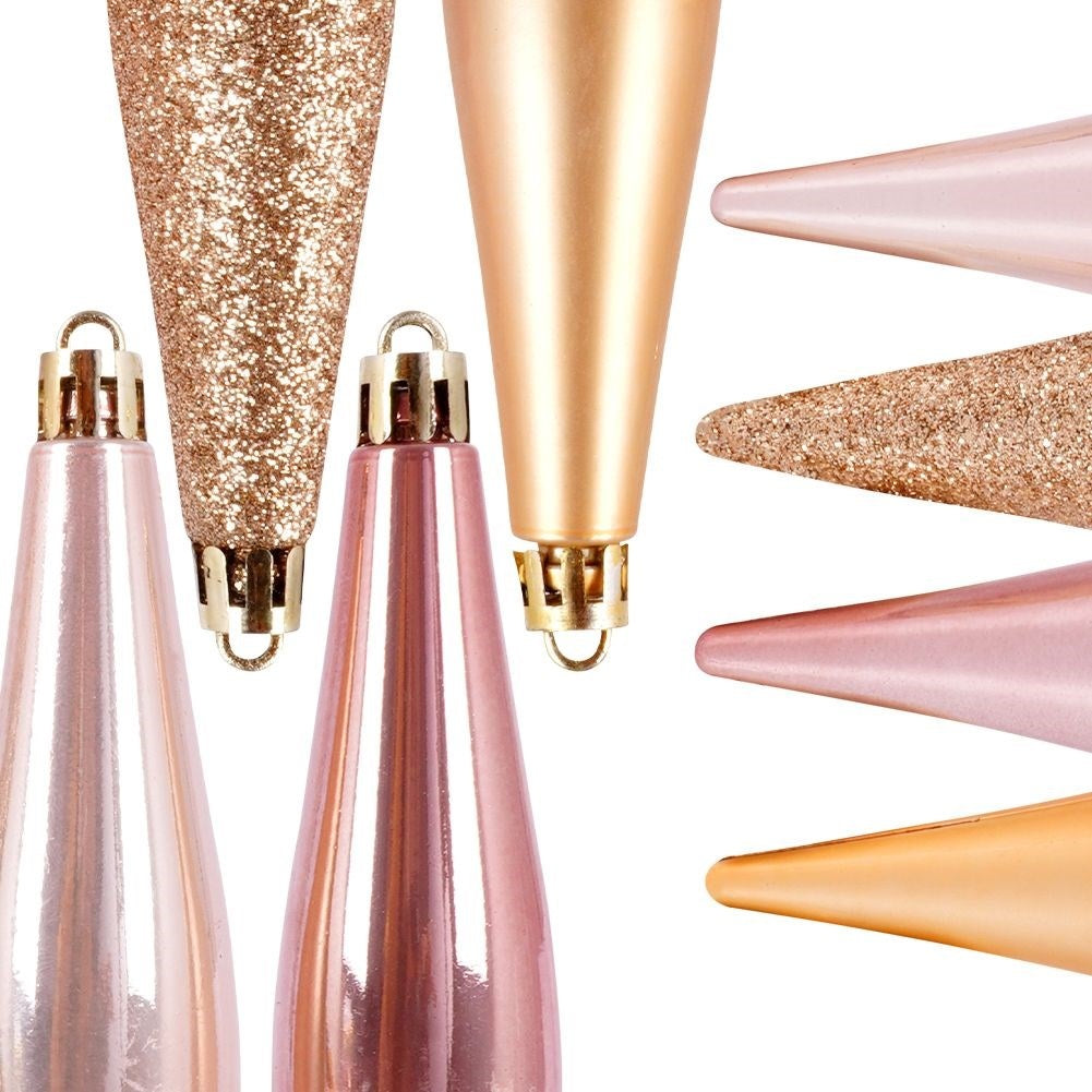 Christmas balls: 4 unbreakable icicles in gold and pink