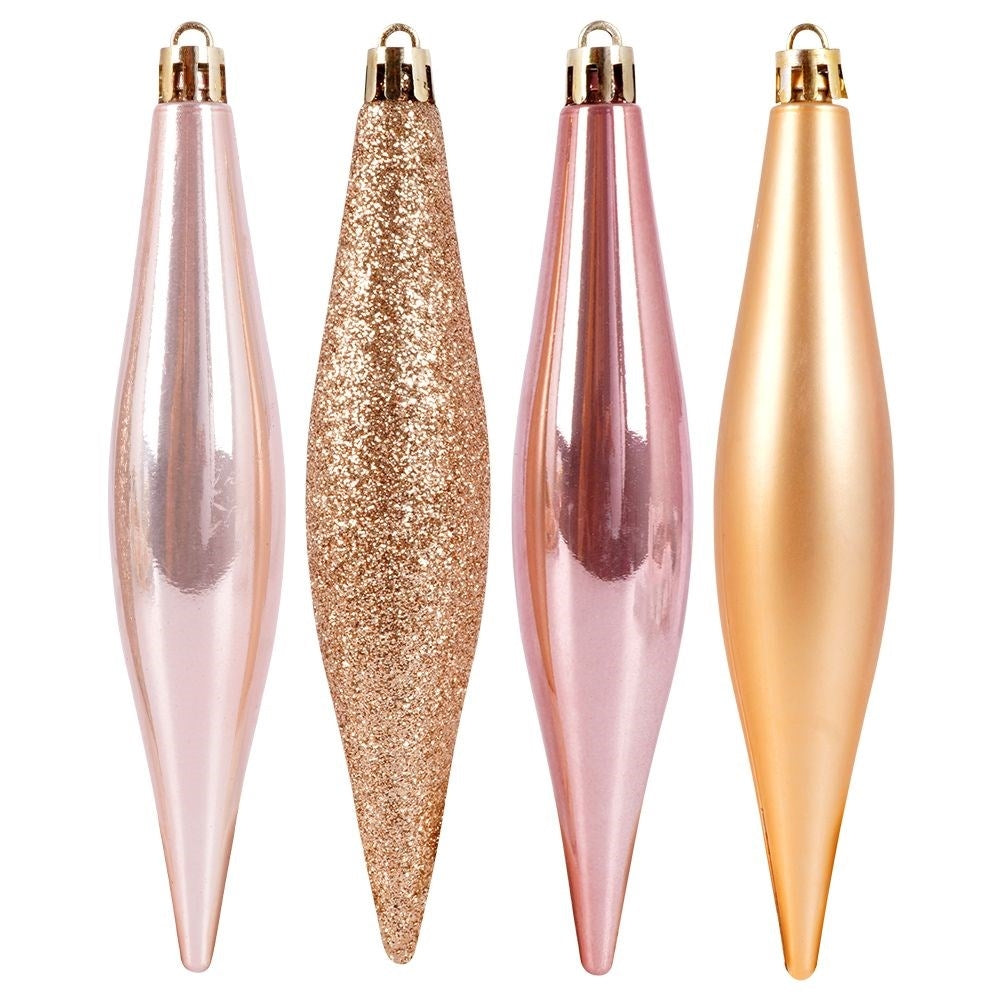 Christmas balls: 4 unbreakable icicles in gold and pink