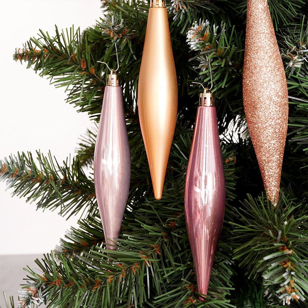 Christmas balls: 4 unbreakable icicles in gold and pink
