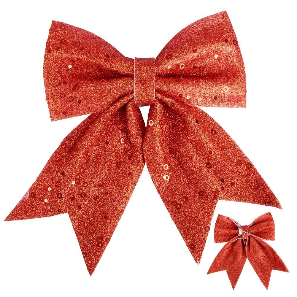 Christmas bow in red foam with glitter and sequins