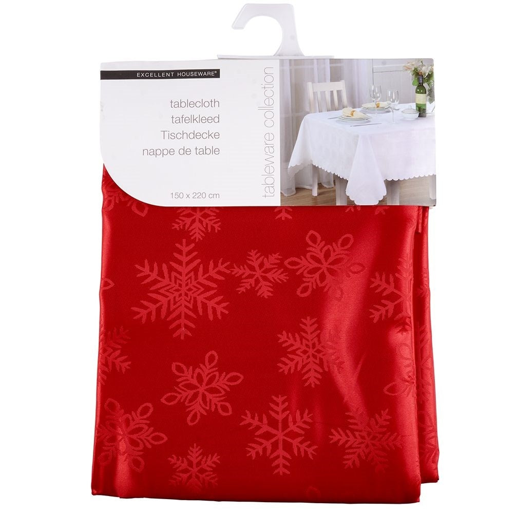 Christmas cloth 220x150 cm with Snowflake pattern in Red