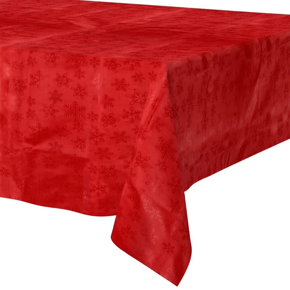 Christmas cloth in red with snowflakes, 180x130 cm, rectangular