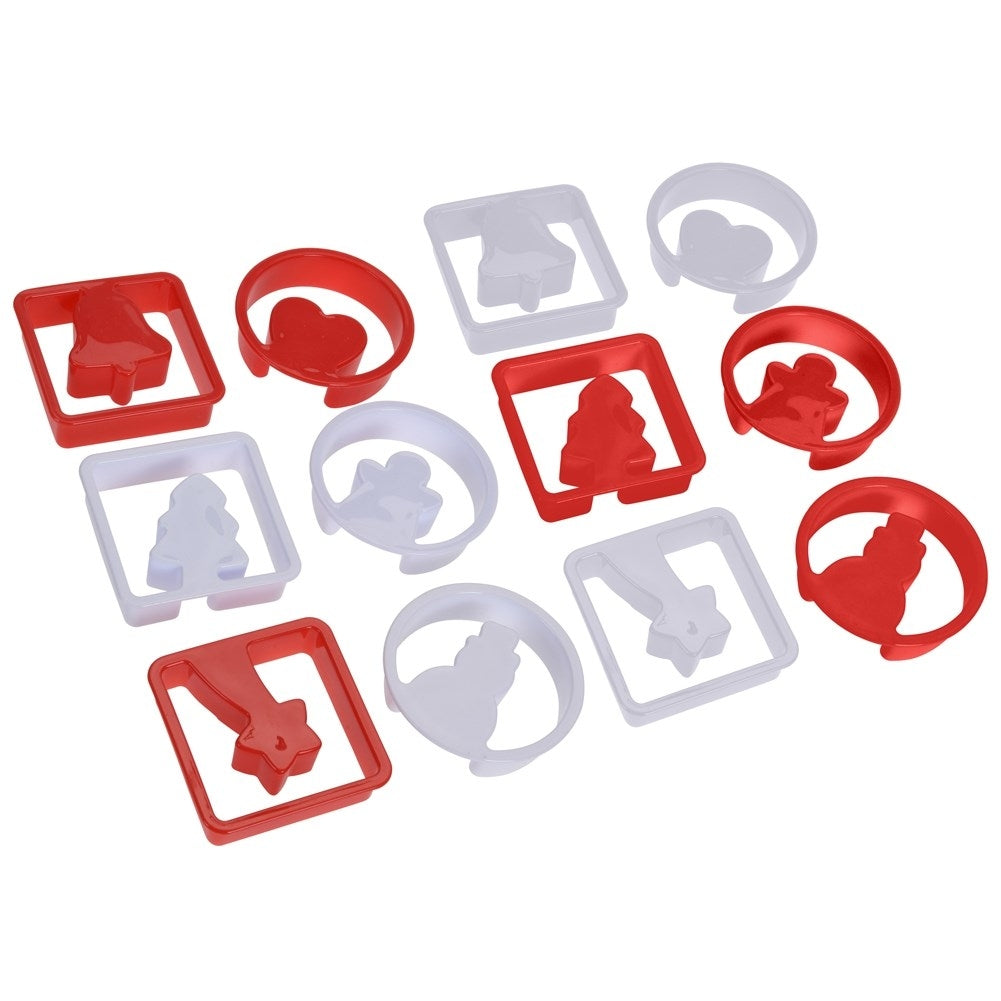 Christmas cookie cutters: 12 durable gingerbread molds in white and red