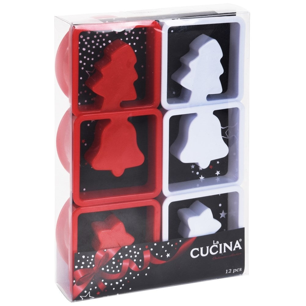 Christmas cookie cutters: 12 durable gingerbread molds in white and red