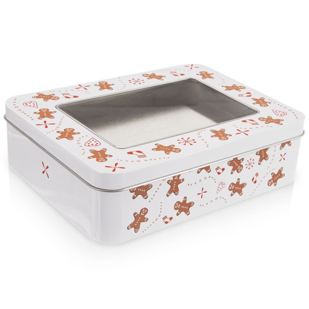 Christmas cookie jar with festive decoration and transparent lid