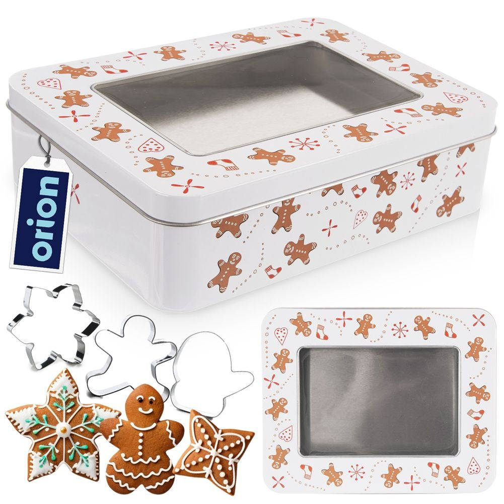 Christmas cookie jar with festive decoration and transparent lid