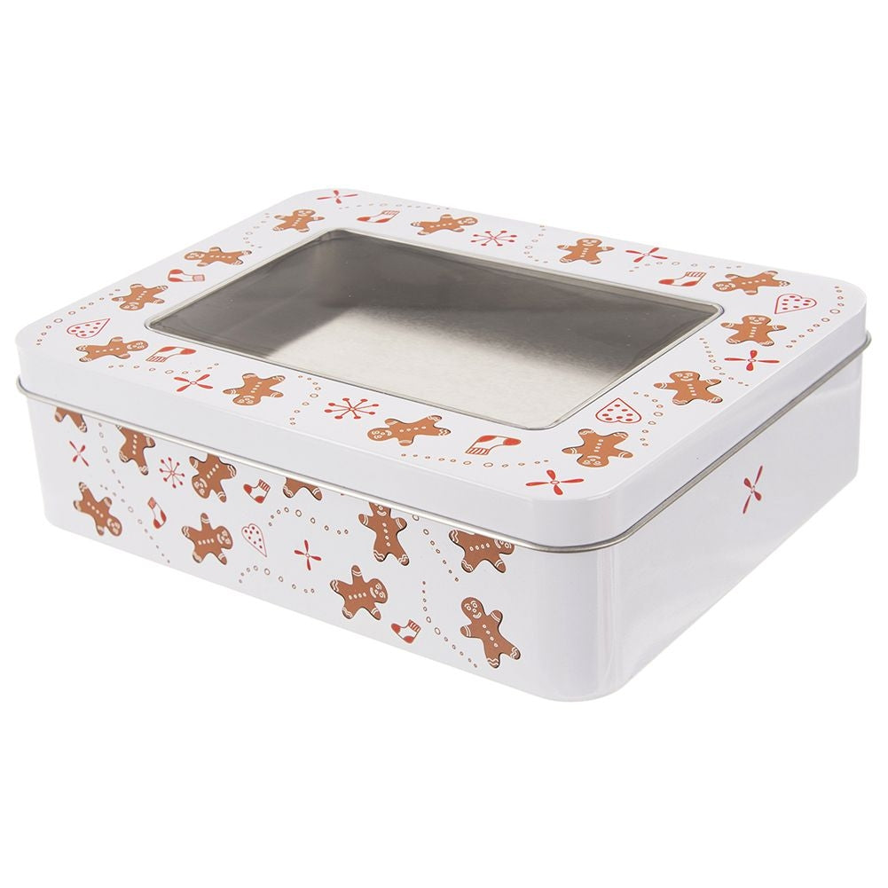 Christmas cookie jar with festive decoration and transparent lid
