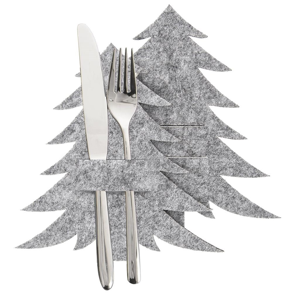 Christmas cutlery case in gray felt - elegant Christmas table setting