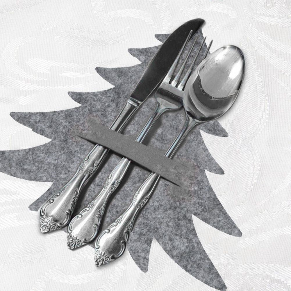 Christmas cutlery holder in felt - 4 Christmas tree shaped holders