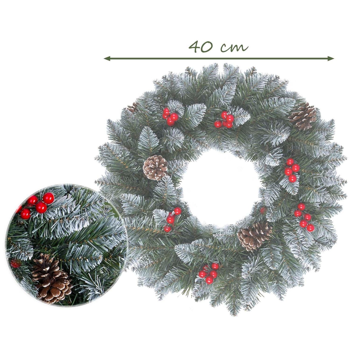 Christmas decoration 40 cm pine cones, rowan Plonos 4838