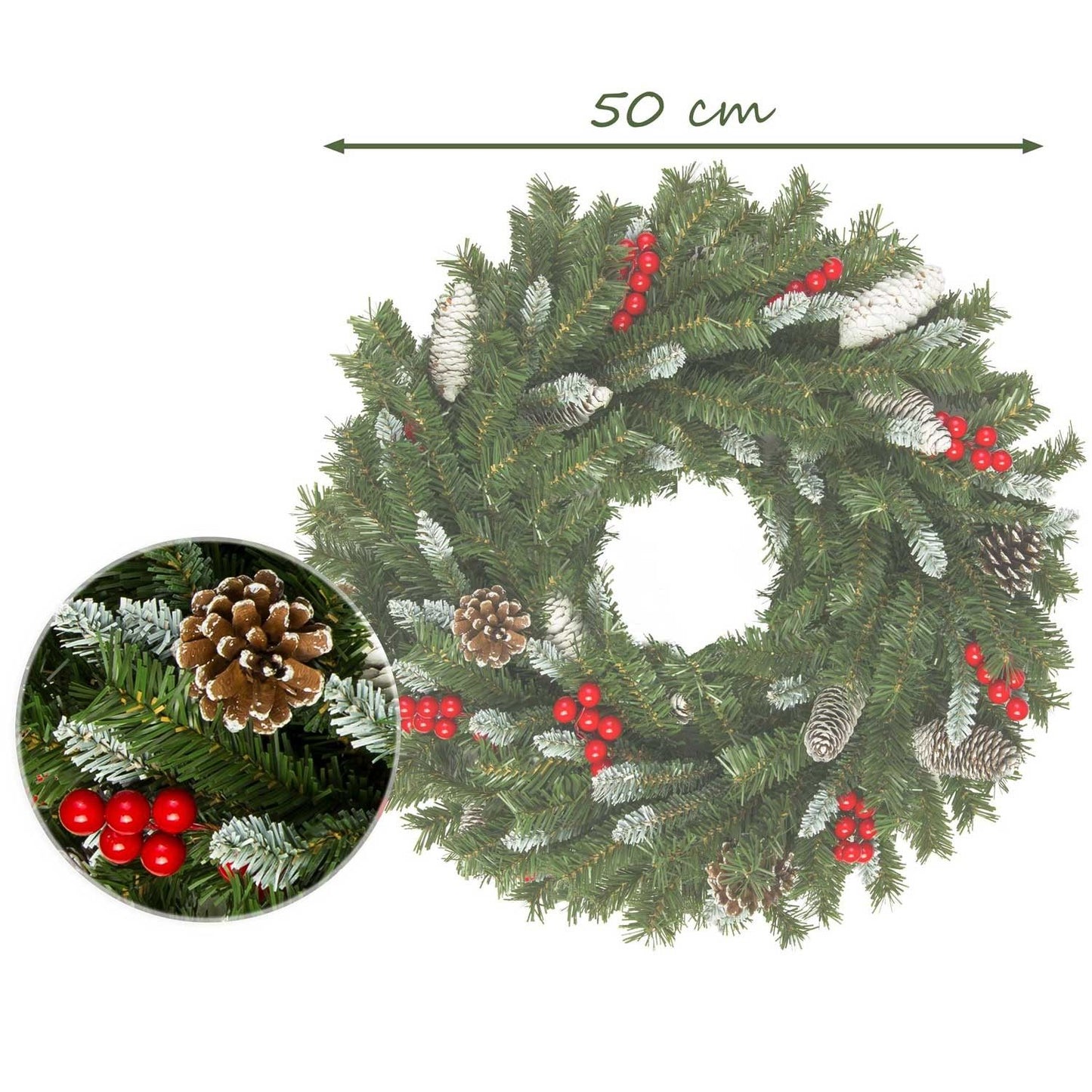 Christmas decoration 50 cm pine cones, rowan Plonos 4837