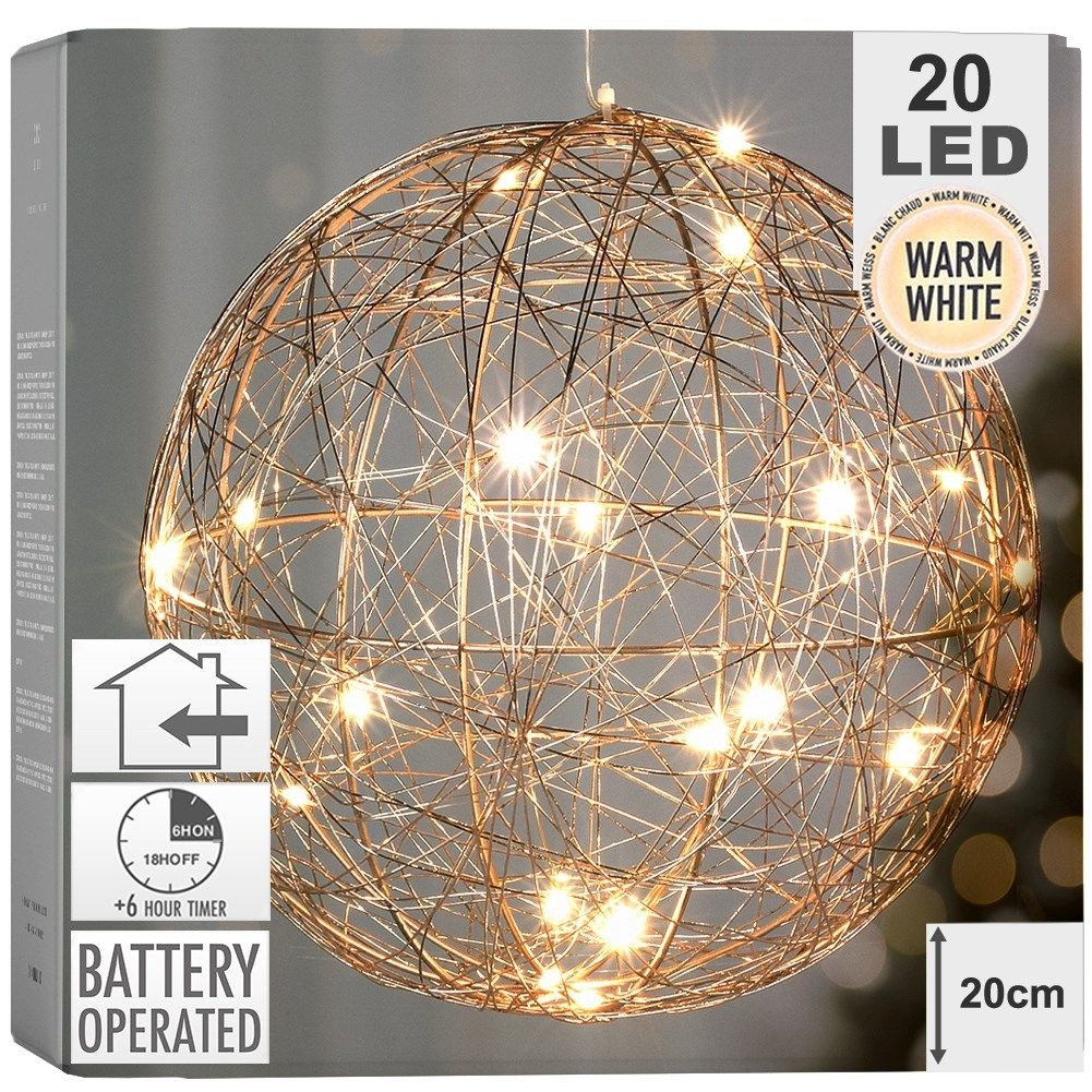 Christmas decoration: Gold star with 20 LED lights, 20 cm