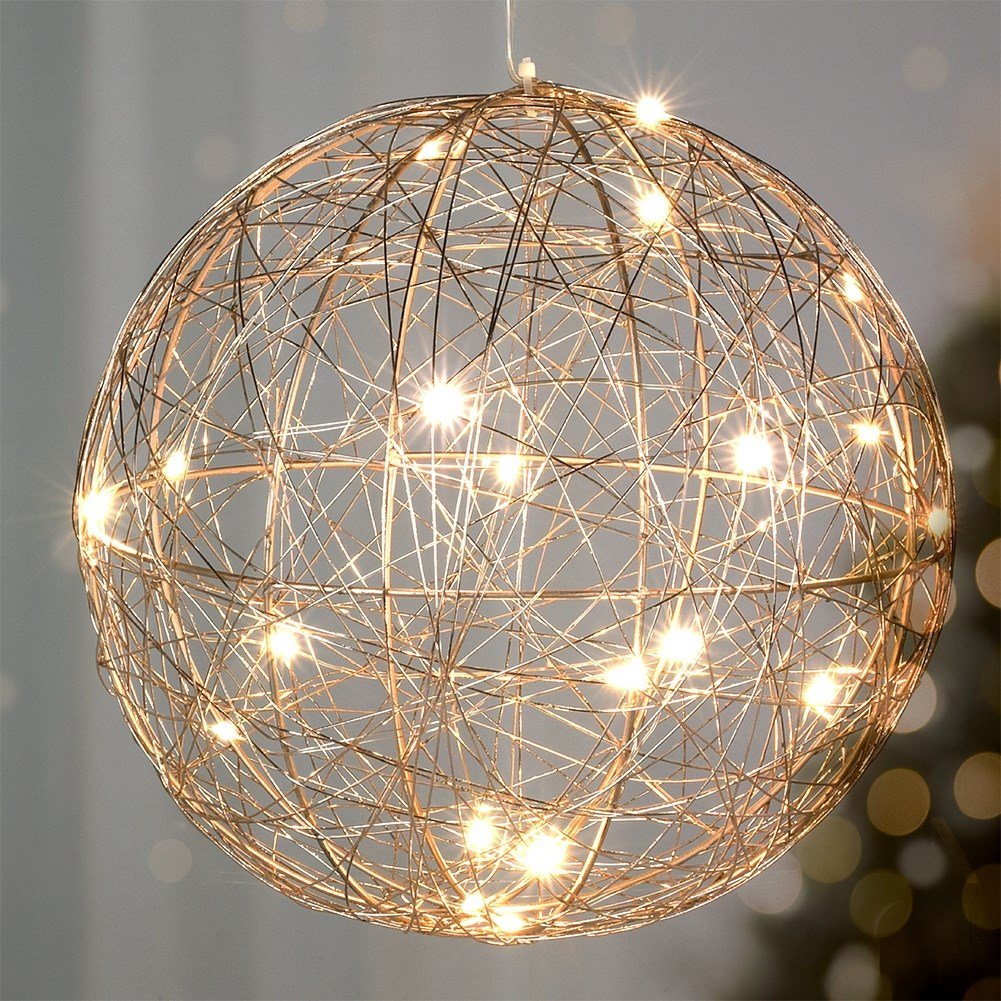 Christmas decoration: Gold star with 20 LED lights, 20 cm