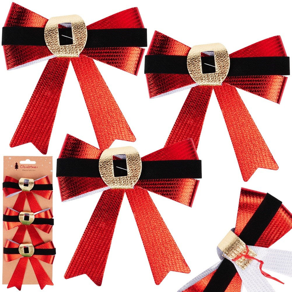 Christmas decorative bow 10x10 cm 3 pcs.