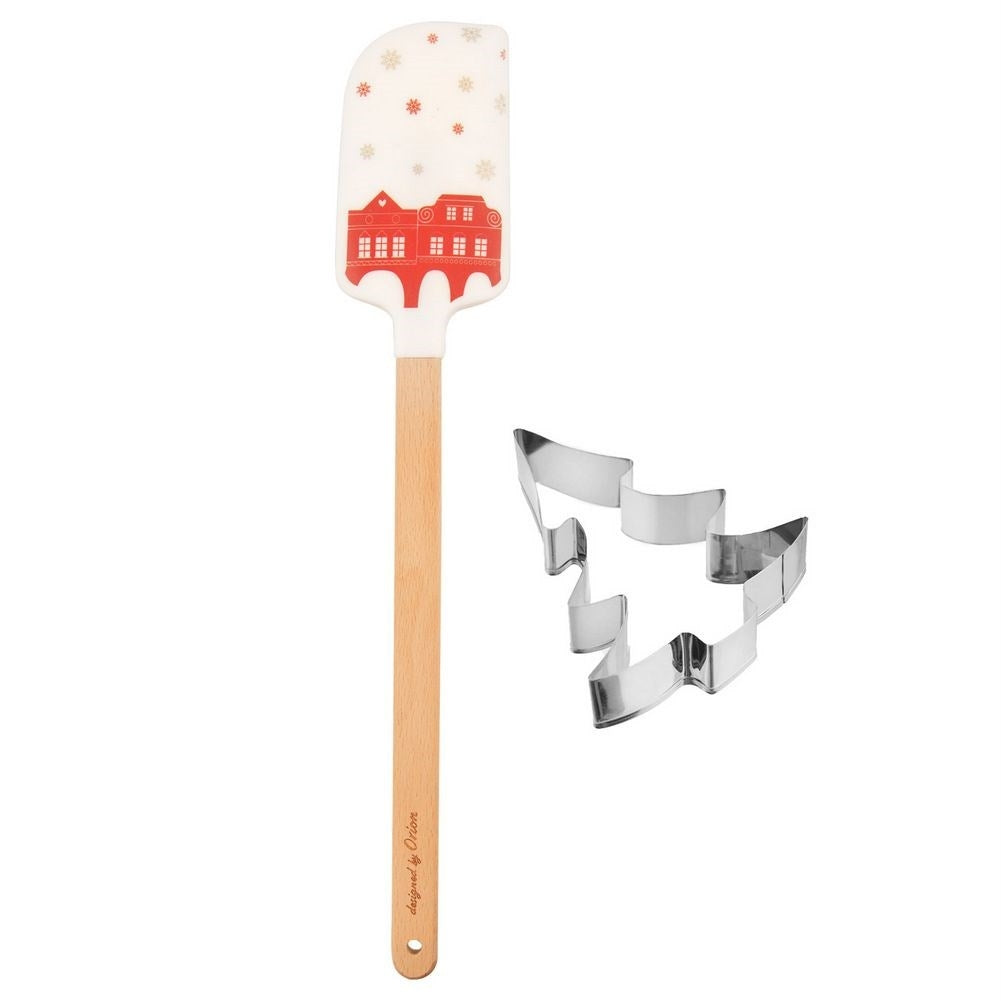 Christmas gift set: Silicone spatula & Christmas tree Gingerbread mold