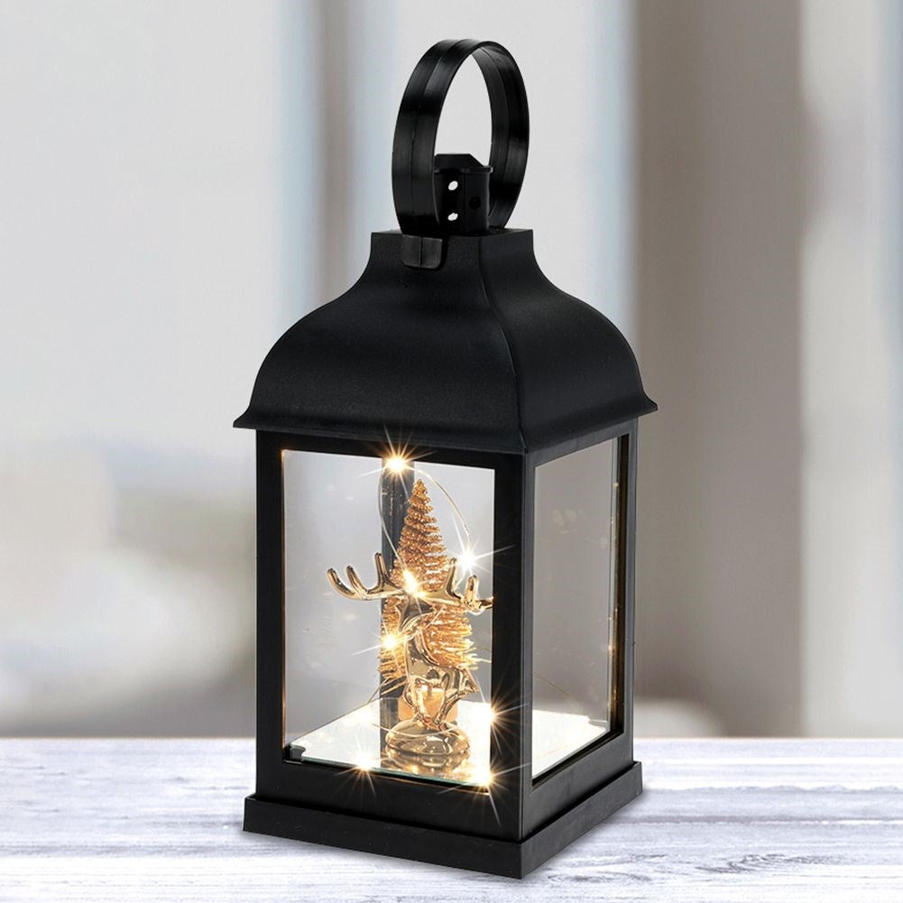 Christmas lantern with 10 LEDs, pure gold and fir, timer function