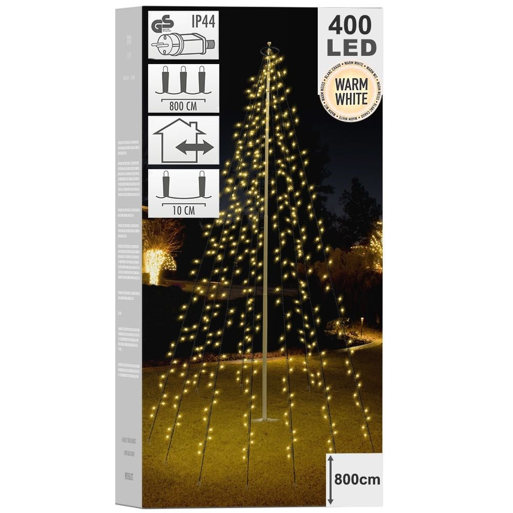 Christmas lighting: 10 chains, 400 LED lights, for tree & flag pole