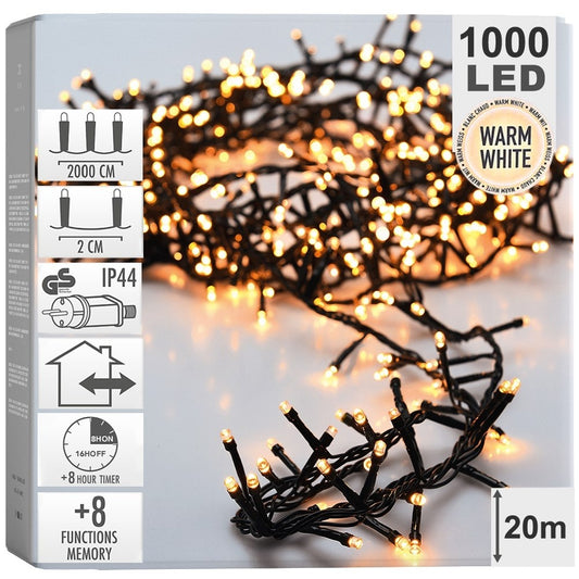 Christmas lighting 20m warm white, electric, green cable, inside/outside