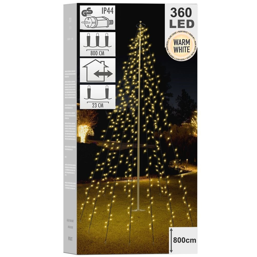 Christmas lighting with 360 LED lights for tree or flagpole