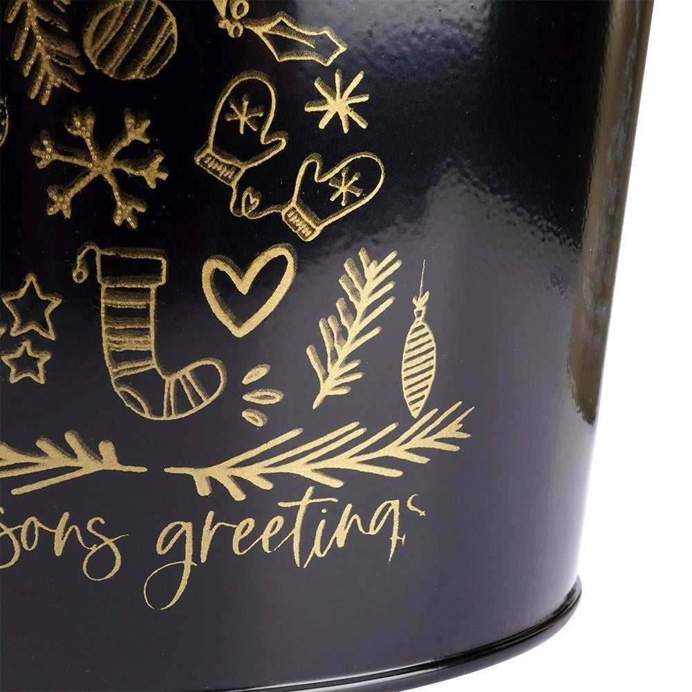 Christmas metal pot in gold with white Christmas tree decoration