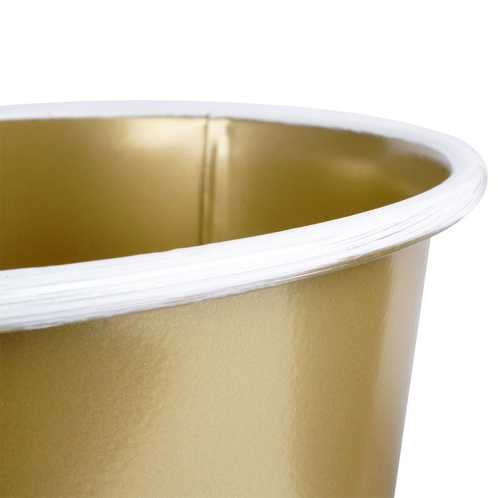 Christmas pot in gold metal with white Christmas tree decoration