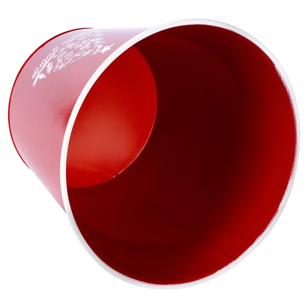 Christmas pot in red metal with white Christmas tree decoration