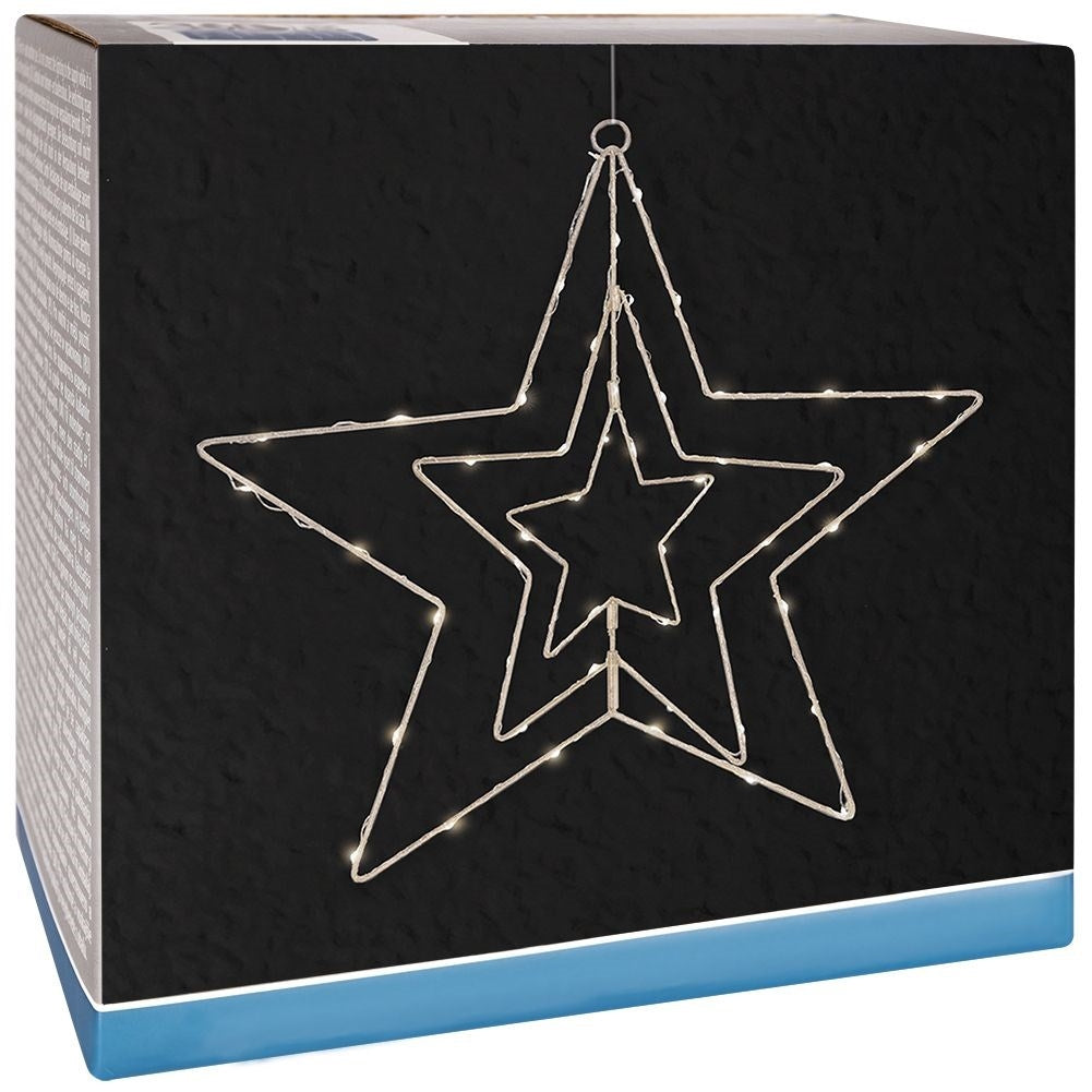 Christmas star in silver with 50 LED lights for unique Christmas decoration