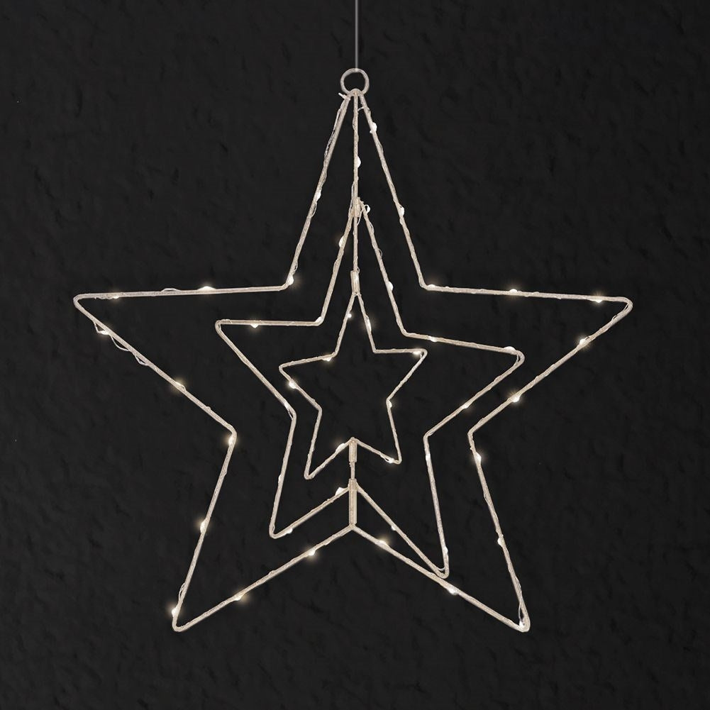 Christmas star in silver with 50 LED lights for unique Christmas decoration