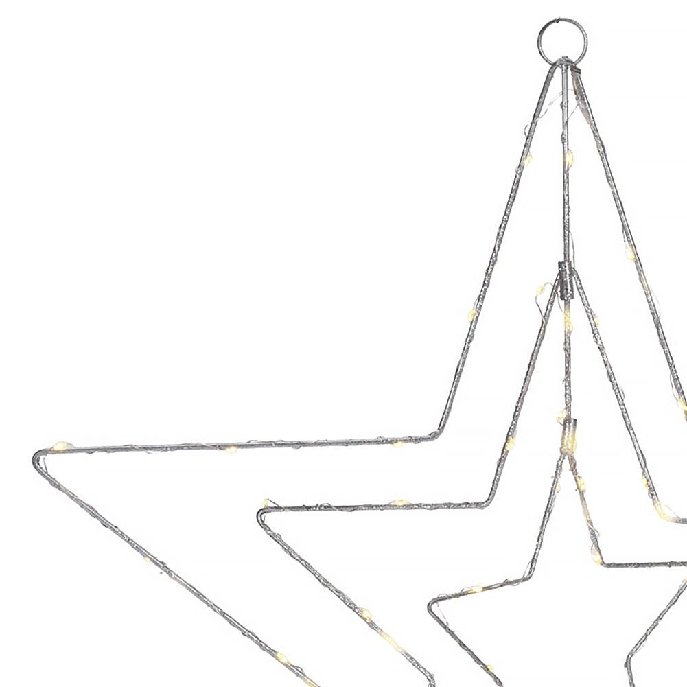 Christmas star in silver with 50 LED lights for unique Christmas decoration