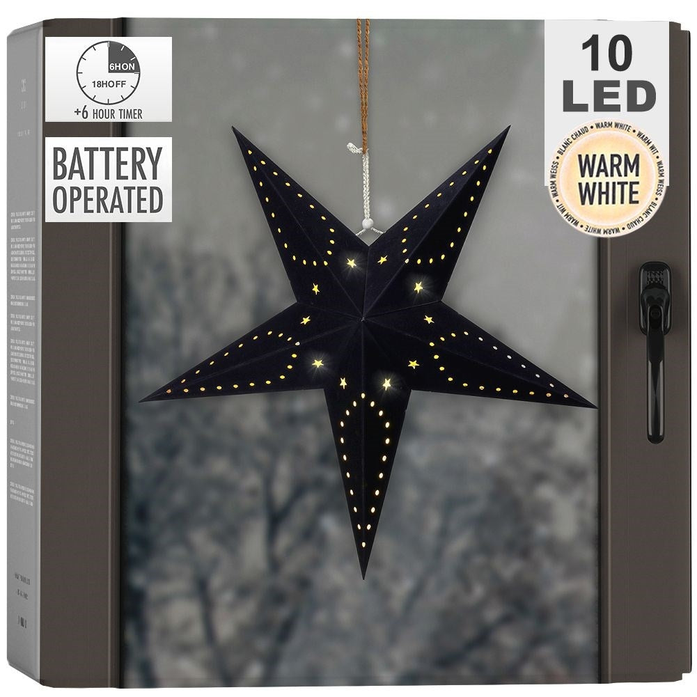 Christmas star with 10 LED lights and velvet finish