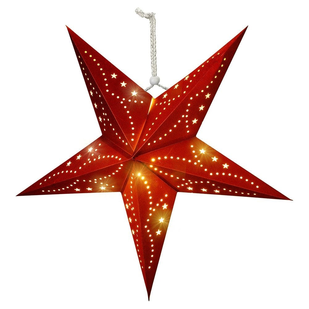 Christmas star with 10 LED lights in black velvet finish