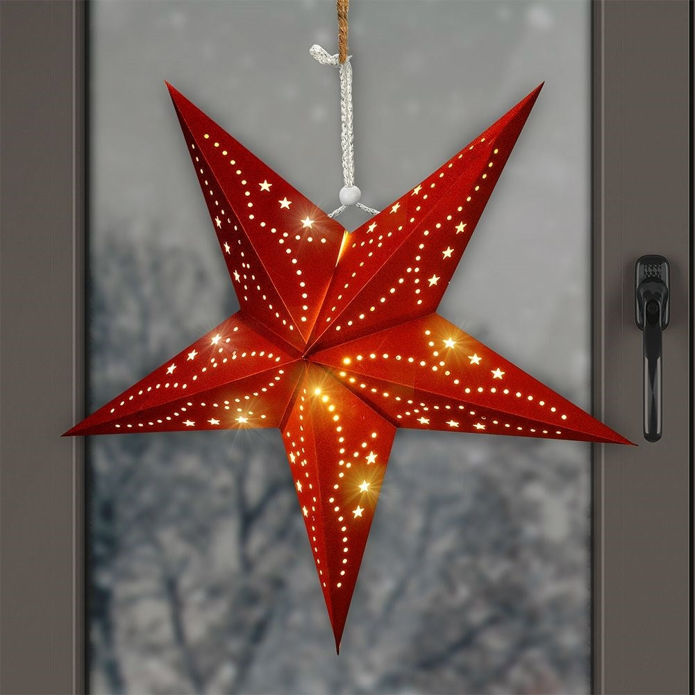 Christmas star with 10 LED lights in black velvet finish