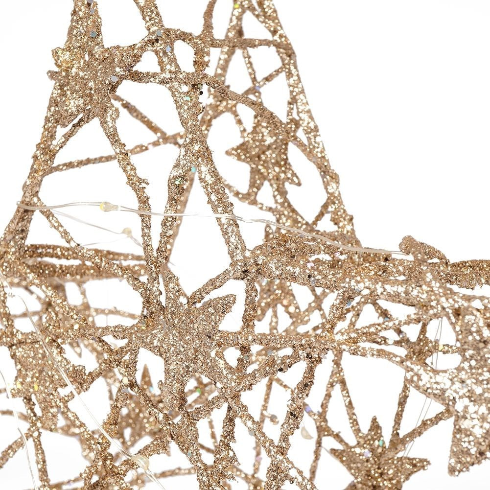 Christmas star with 14 LED lights - Golden decoration