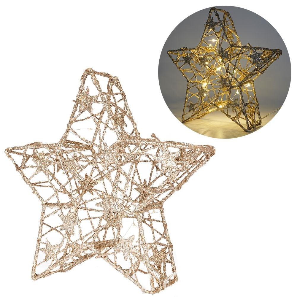 Christmas star with 14 LED lights - Golden decoration