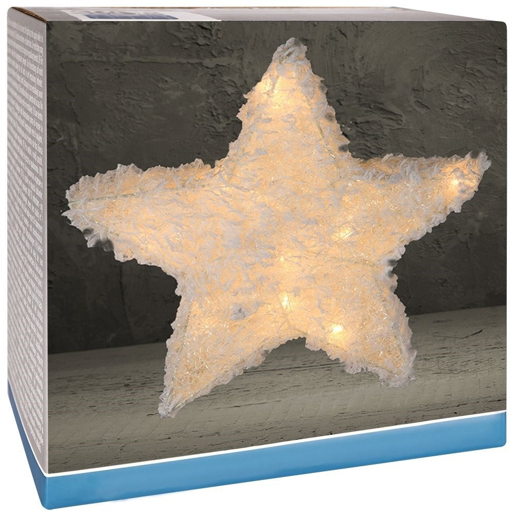 Christmas star with 20 LED lights, snow-covered effect