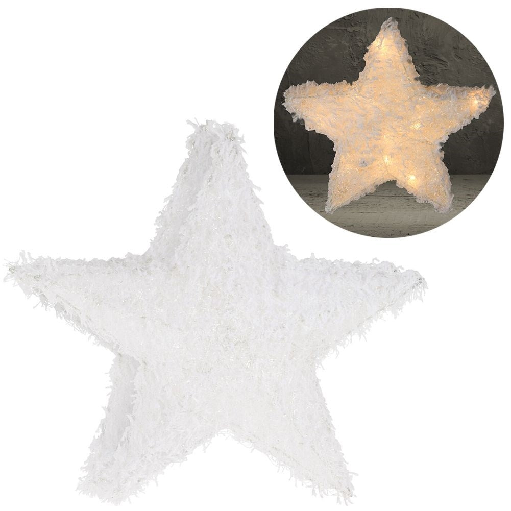 Christmas star with 20 LED lights, snow-covered effect