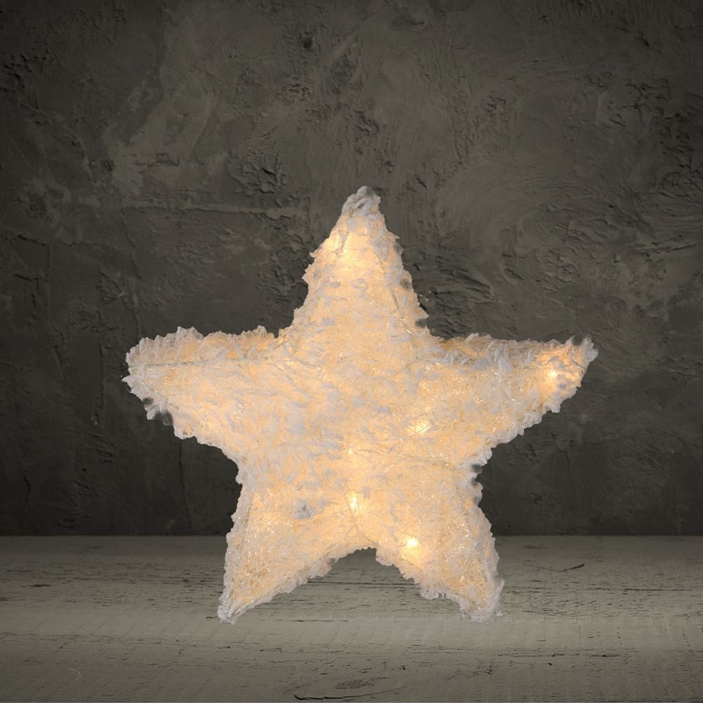 Christmas star with 20 LED lights, snow-covered effect