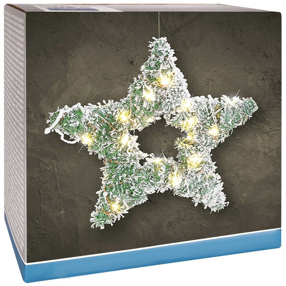 Christmas star with 30 LED lights - Snow Covered Effective Decor