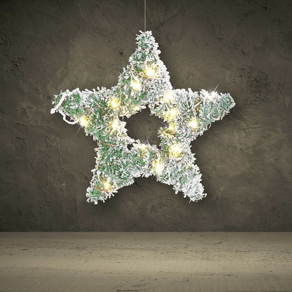 Christmas star with 30 LED lights - Snow Covered Effective Decor