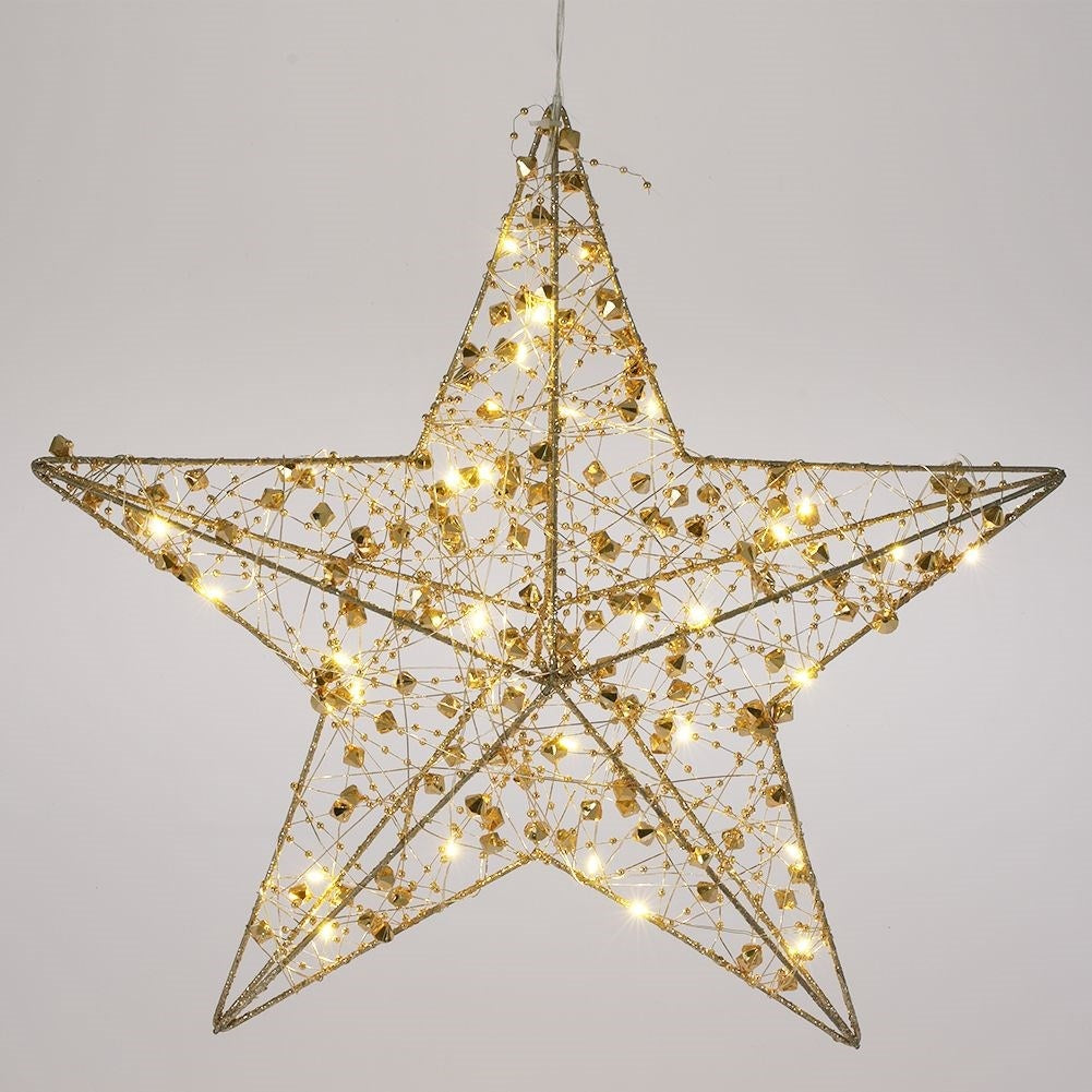 Christmas star with 30 LED lights and decorative beads